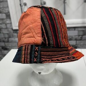 Patchwork Bucket Hat in Orange and Black